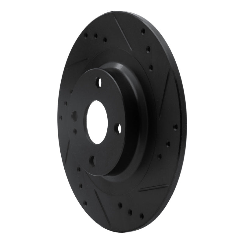 R1 2016-2025 Fiat 124 Spider Rear Right Drilled & Slotted Black Brake Rotor-Brake Rotors - Slot & Drilled-Grocery Getter Performance