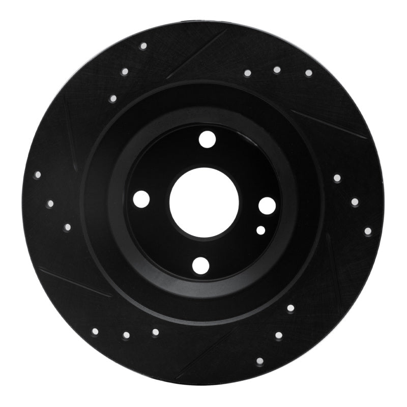 R1 2016-2025 Fiat 124 Spider Rear Right Drilled & Slotted Black Brake Rotor-Brake Rotors - Slot & Drilled-Grocery Getter Performance