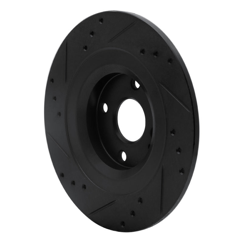 R1 2016-2025 Fiat 124 Spider Rear Right Drilled & Slotted Black Brake Rotor-Brake Rotors - Slot & Drilled-Grocery Getter Performance