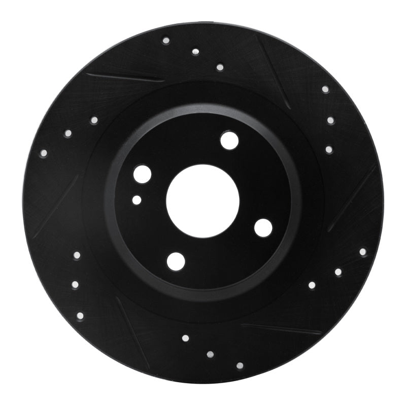 R1 2016-2025 Fiat 124 Spider Rear Right Drilled & Slotted Black Brake Rotor-Brake Rotors - Slot & Drilled-Grocery Getter Performance
