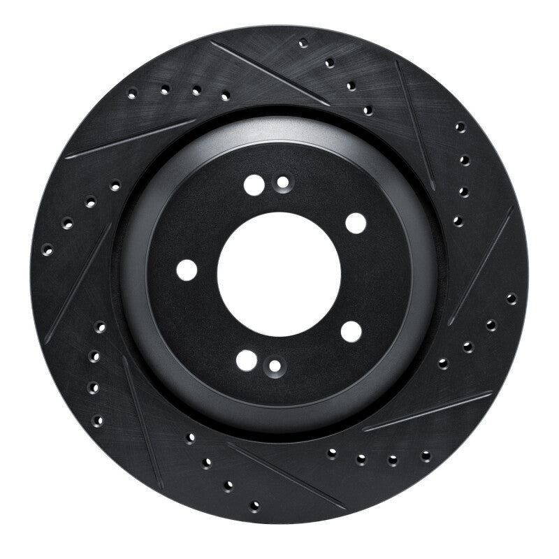 R1 2019-2025 Hyundai Kona N Rear Right Drilled & Slotted Black Brake Rotor-Brake Rotors - Slot & Drilled-Grocery Getter Performance