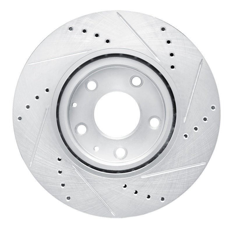 R1 2019-2025 Mazda 3 Front Left Drilled & Slotted Silver Brake Rotor-Brake Rotors - Slot & Drilled-Grocery Getter Performance