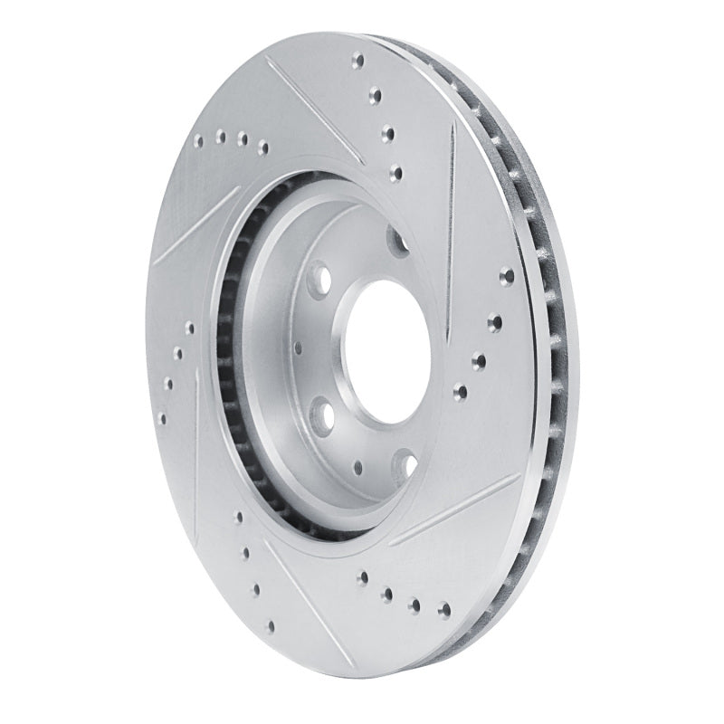 R1 2019-2025 Mazda 3 Front Left Drilled & Slotted Silver Brake Rotor-Brake Rotors - Slot & Drilled-Grocery Getter Performance
