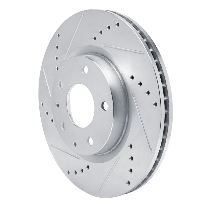 R1 2019-2025 Mazda 3 Front Left Drilled & Slotted Silver Brake Rotor-Brake Rotors - Slot & Drilled-Grocery Getter Performance
