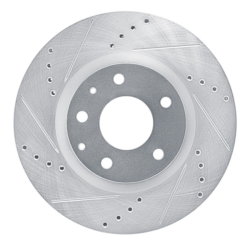 R1 2019-2025 Mazda 3 Front Left Drilled & Slotted Silver Brake Rotor-Brake Rotors - Slot & Drilled-Grocery Getter Performance