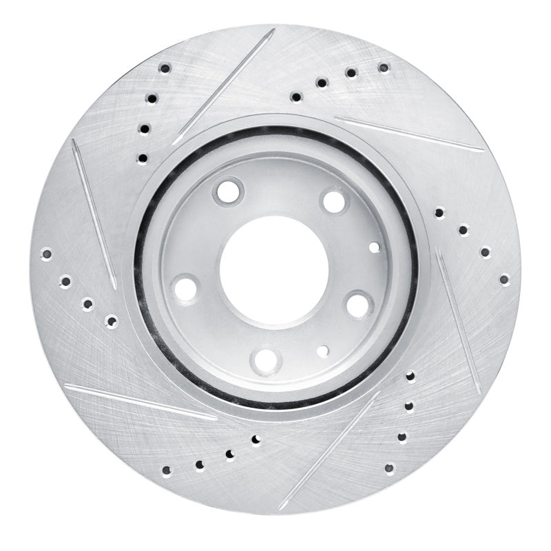 R1 2019-2025 Mazda 3 Front Right Drilled & Slotted Silver Brake Rotor-Brake Rotors - Slot & Drilled-Grocery Getter Performance