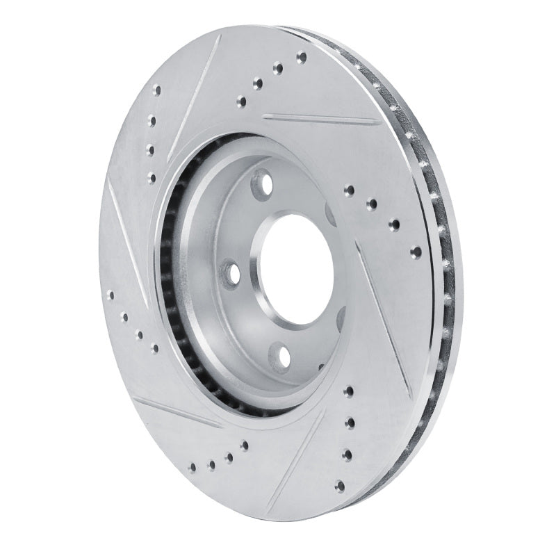 R1 2019-2025 Mazda 3 Front Right Drilled & Slotted Silver Brake Rotor-Brake Rotors - Slot & Drilled-Grocery Getter Performance