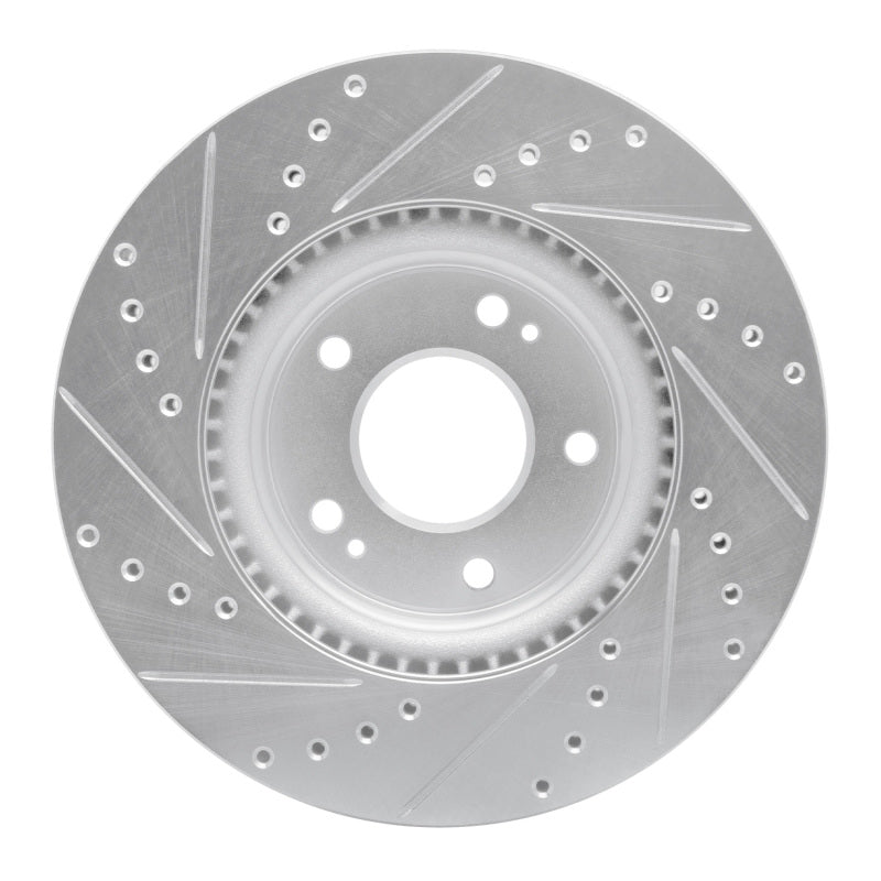 R1 2020-2025 Hyundai Elantra Front Right Drilled & Slotted Silver Brake Rotor-Brake Rotors - Slot & Drilled-Grocery Getter Performance