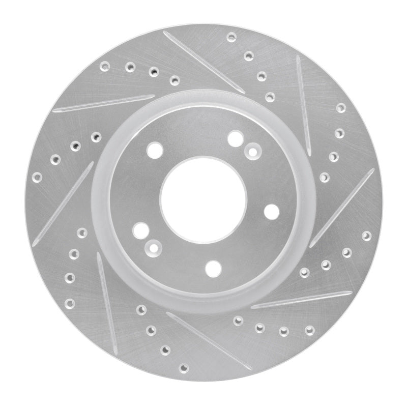 R1 2020-2025 Hyundai Elantra Front Right Drilled & Slotted Silver Brake Rotor-Brake Rotors - Slot & Drilled-Grocery Getter Performance