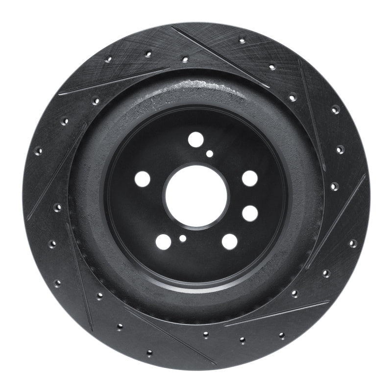 R1 2020-2025 Lexus RX350 Rear Left Drilled & Slotted Black Brake Rotor-Brake Rotors - Slot & Drilled-Grocery Getter Performance