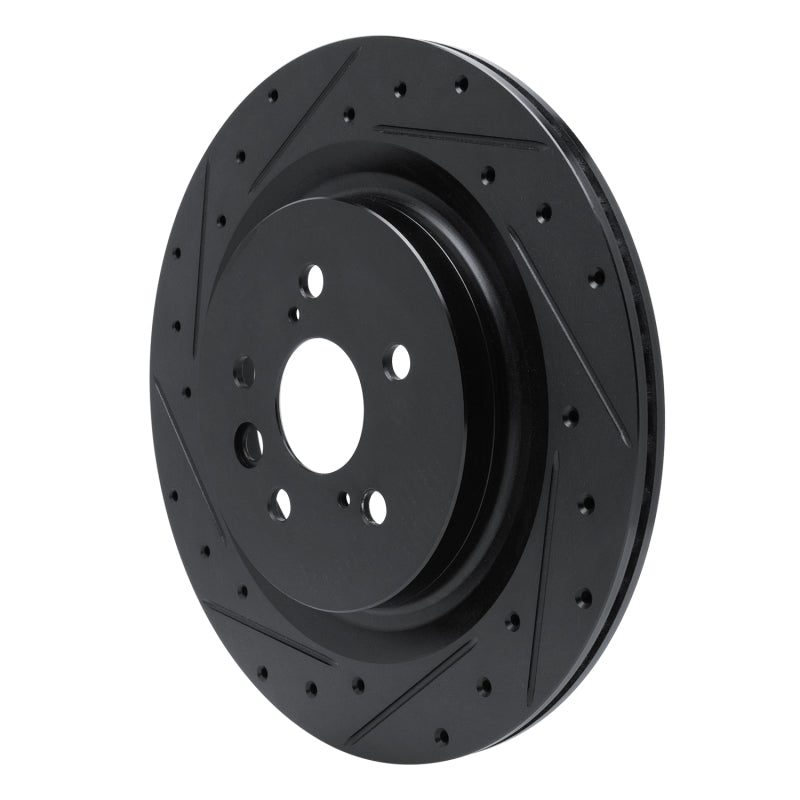 R1 2020-2025 Lexus RX350 Rear Left Drilled & Slotted Black Brake Rotor-Brake Rotors - Slot & Drilled-Grocery Getter Performance