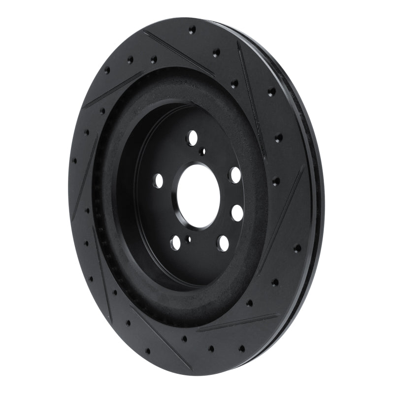 R1 2020-2025 Lexus RX350 Rear Left Drilled & Slotted Black Brake Rotor-Brake Rotors - Slot & Drilled-Grocery Getter Performance