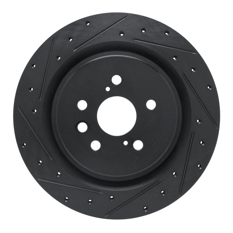 R1 2020-2025 Lexus RX350 Rear Left Drilled & Slotted Black Brake Rotor-Brake Rotors - Slot & Drilled-Grocery Getter Performance
