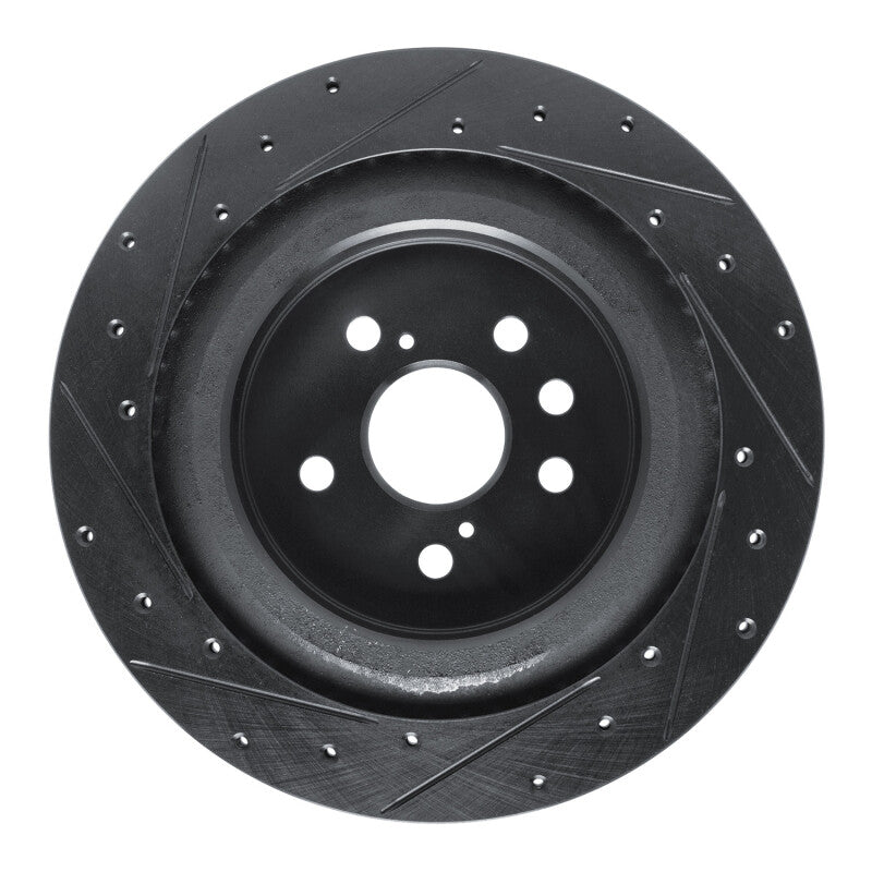 R1 2020-2025 Lexus RX450h+ Rear Right Drilled & Slotted Black Brake Rotor-Brake Rotors - Slot & Drilled-Grocery Getter Performance