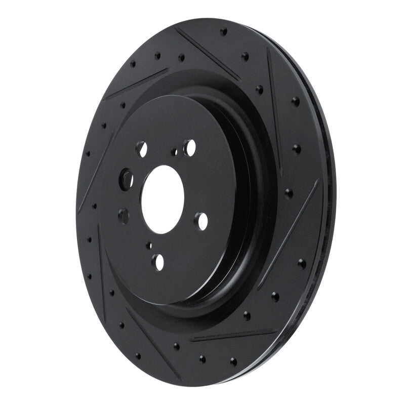 R1 2020-2025 Lexus RX450h+ Rear Right Drilled & Slotted Black Brake Rotor-Brake Rotors - Slot & Drilled-Grocery Getter Performance
