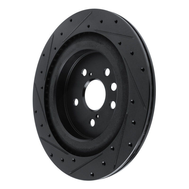 R1 2020-2025 Lexus RX450h+ Rear Right Drilled & Slotted Black Brake Rotor-Brake Rotors - Slot & Drilled-Grocery Getter Performance