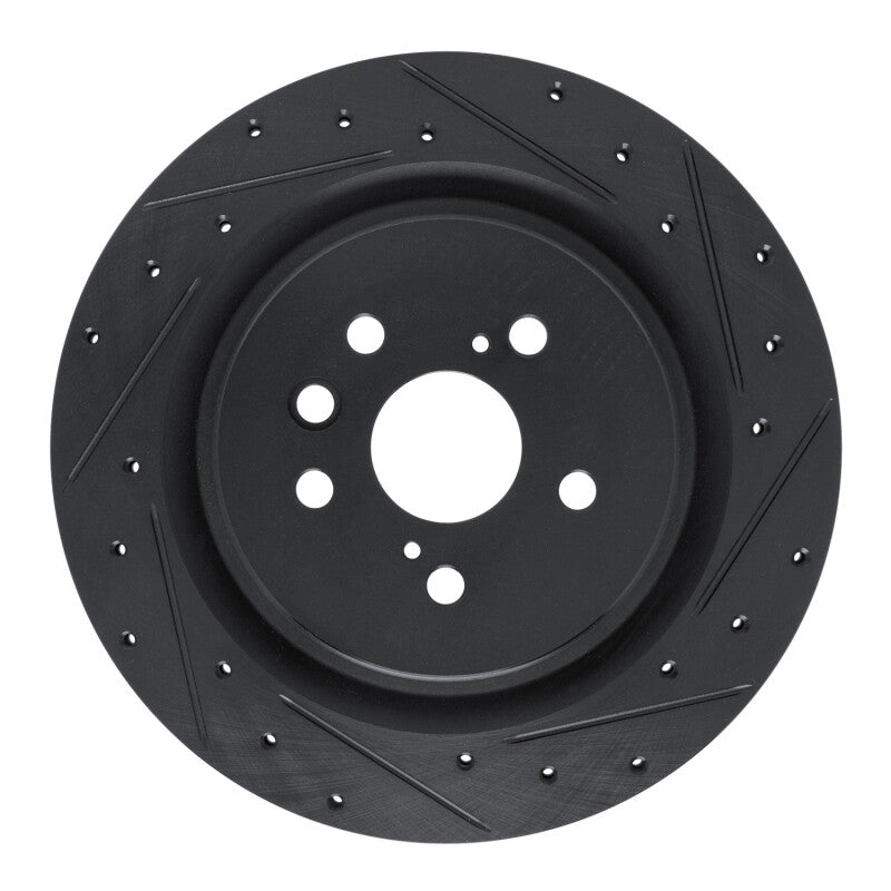 R1 2020-2025 Lexus RX450h+ Rear Right Drilled & Slotted Black Brake Rotor-Brake Rotors - Slot & Drilled-Grocery Getter Performance