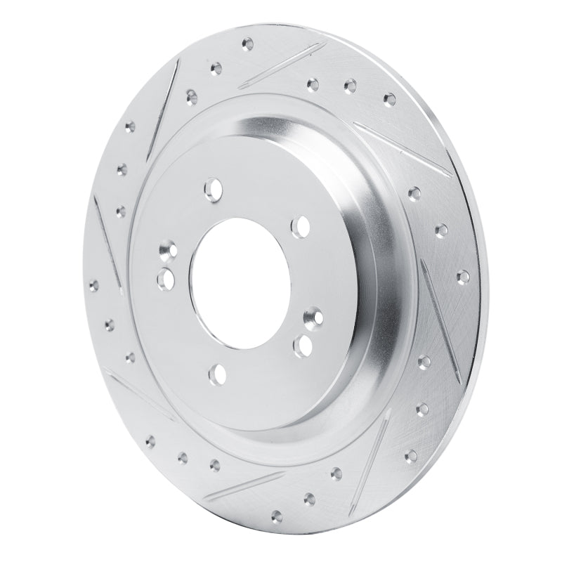 R1 2021-2025 Hyundai Kona EV Rear Left Drilled & Slotted Silver Brake Rotor-Brake Rotors - Slot & Drilled-Grocery Getter Performance
