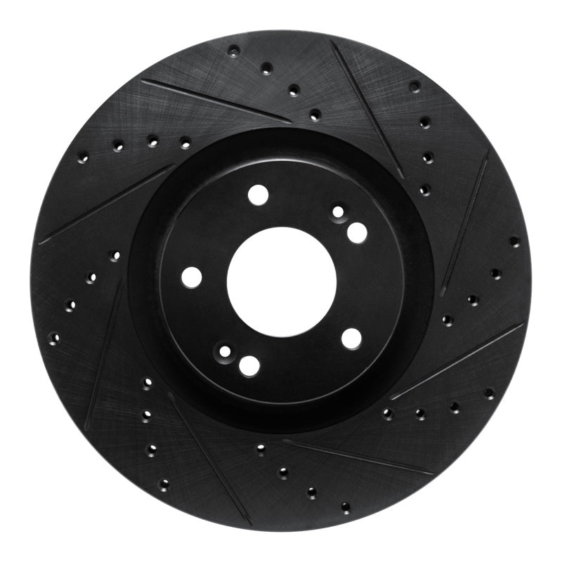 R1 2021-2025 Hyundai Santa Cruz Front Right Drilled & Slotted Black Brake Rotor-Brake Rotors - Slot & Drilled-Grocery Getter Performance