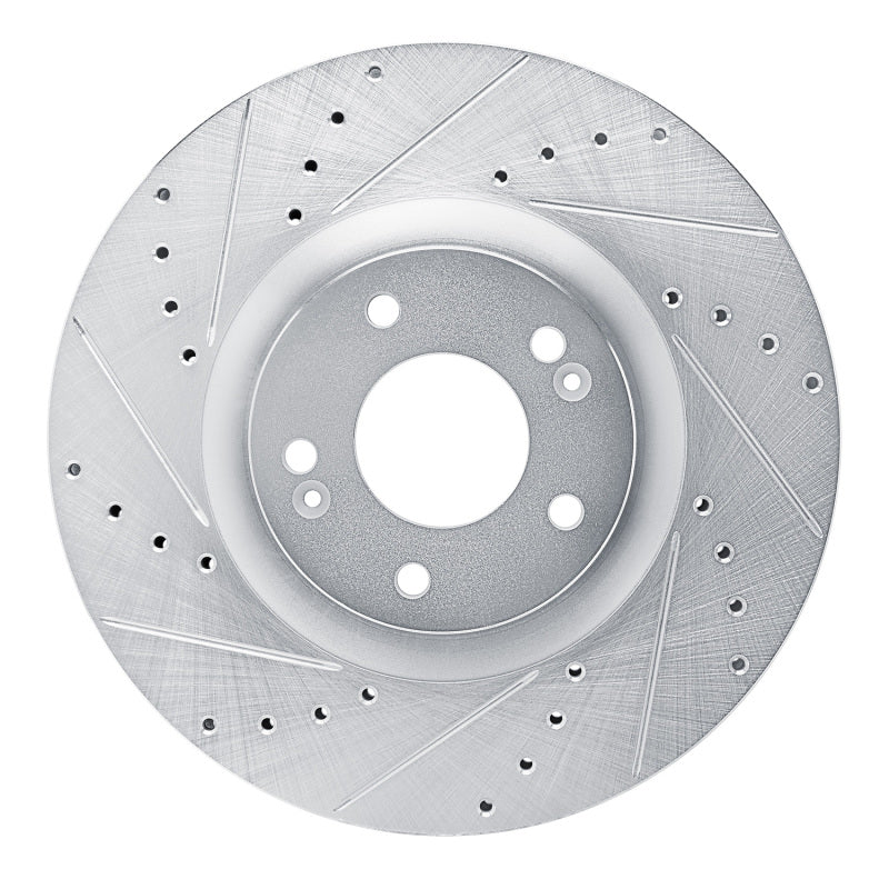 R1 2021-2025 Hyundai Santa Fe Front Left Drilled & Slotted Silver Brake Rotor-Brake Rotors - Slot & Drilled-Grocery Getter Performance