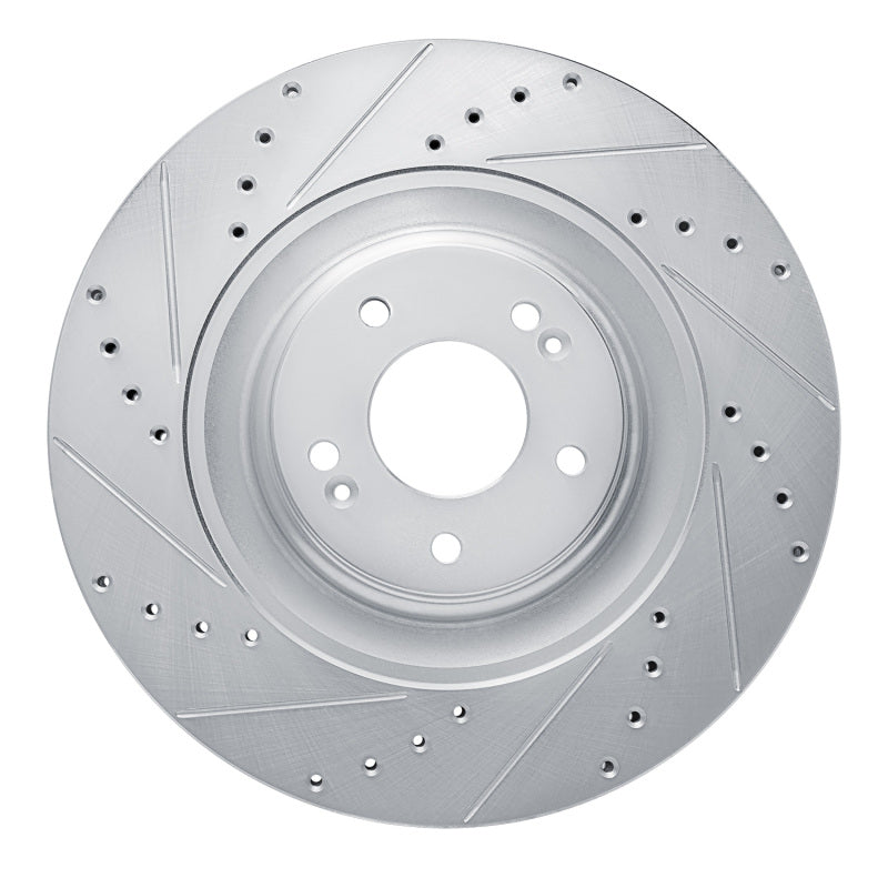 R1 2022-2025 Hyundai Elantra N Front Left Drilled & Slotted Silver Brake Rotor-Brake Rotors - Slot & Drilled-Grocery Getter Performance