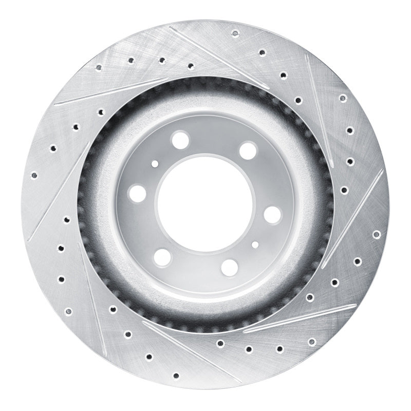 R1 2022-2025 Lexus GX550 Front Left Drilled & Slotted Silver Brake Rotor-Brake Rotors - Slot & Drilled-Grocery Getter Performance