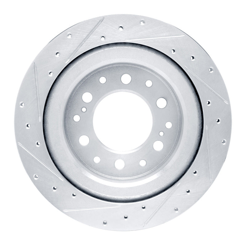 R1 2022-2025 Lexus GX550 Rear Right Drilled & Slotted Silver Brake Rotor-Brake Rotors - Slot & Drilled-Grocery Getter Performance