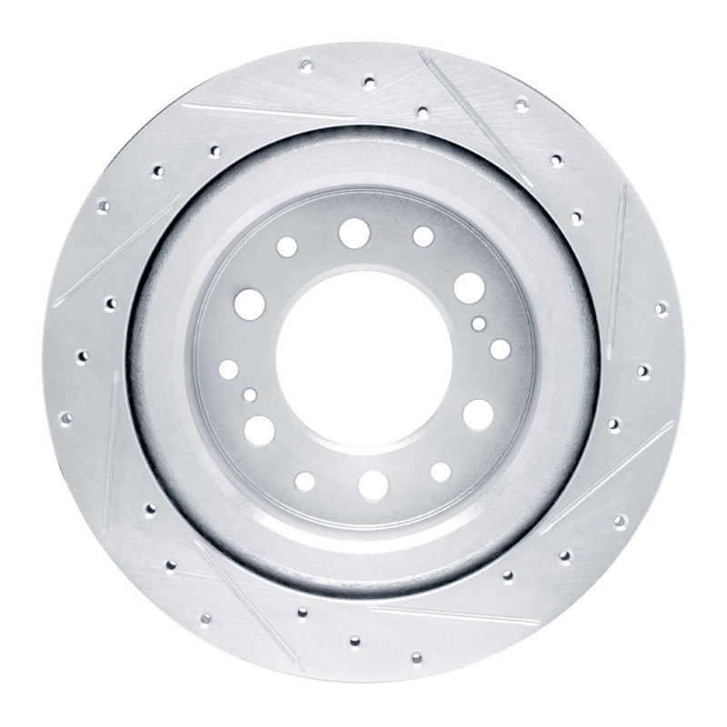 R1 2022-2025 Lexus LX600 Rear Left Drilled & Slotted Silver Brake Rotor-Brake Rotors - Slot & Drilled-Grocery Getter Performance