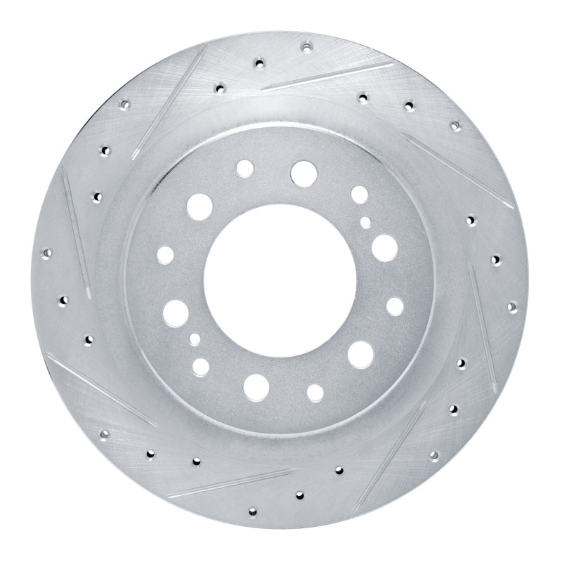 R1 2022-2025 Lexus LX600 Rear Left Drilled & Slotted Silver Brake Rotor-Brake Rotors - Slot & Drilled-Grocery Getter Performance