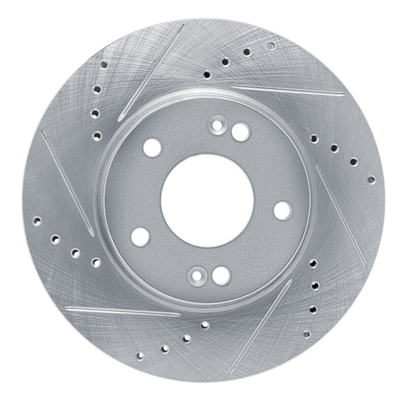 R1 21-25 Hyundai Elantra Front Left Drilled & Slotted Silver Brake Rotor-Brake Rotors - Slot & Drilled-Grocery Getter Performance