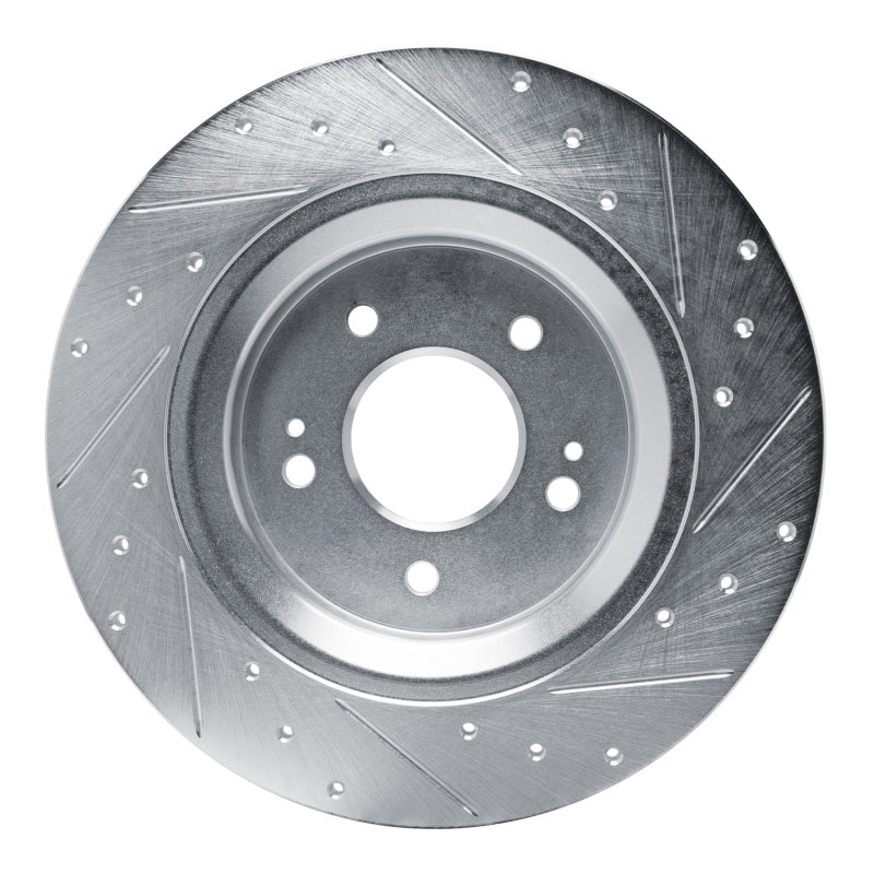 R1 21-25 Hyundai SANTA FE Rear Left Drilled & Slotted Silver Brake Rotor-Brake Rotors - Slot & Drilled-Grocery Getter Performance