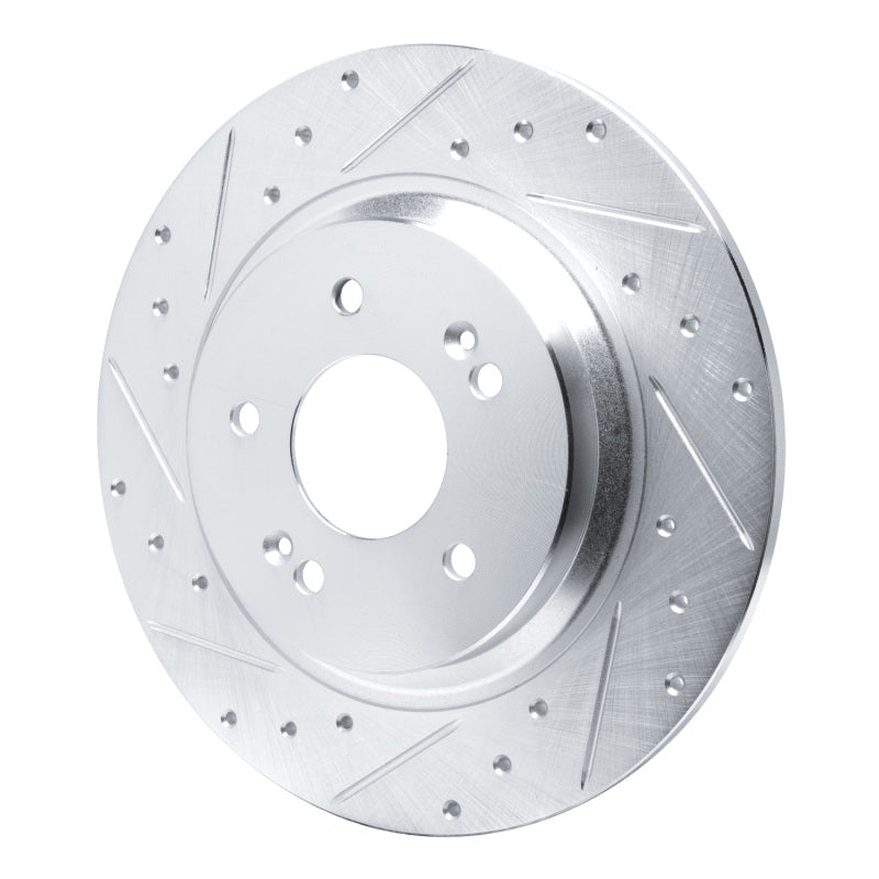 R1 21-25 Hyundai SANTA FE Rear Left Drilled & Slotted Silver Brake Rotor-Brake Rotors - Slot & Drilled-Grocery Getter Performance