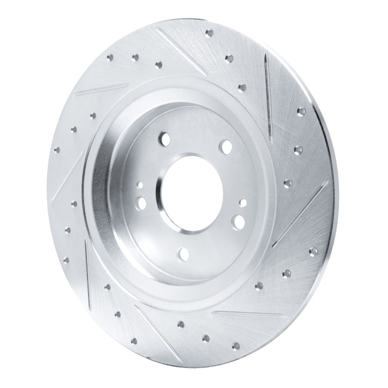 R1 21-25 Hyundai SANTA FE Rear Left Drilled & Slotted Silver Brake Rotor-Brake Rotors - Slot & Drilled-Grocery Getter Performance