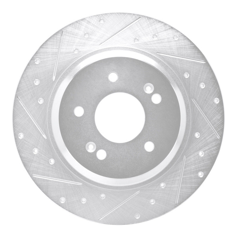 R1 21-25 Hyundai SANTA FE Rear Left Drilled & Slotted Silver Brake Rotor-Brake Rotors - Slot & Drilled-Grocery Getter Performance