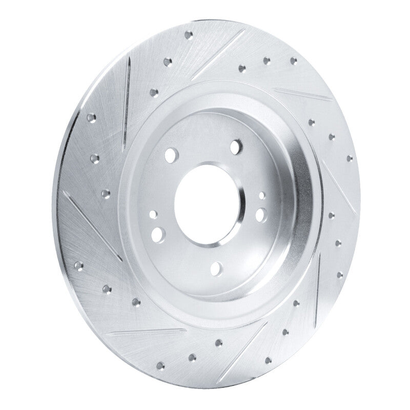 R1 21-25 Hyundai SANTA FE Rear Right Drilled & Slotted Silver Brake Rotor-Brake Rotors - Slot & Drilled-Grocery Getter Performance