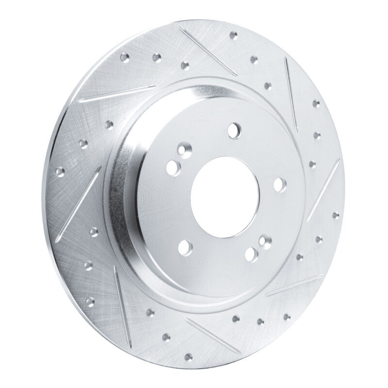 R1 21-25 Hyundai SANTA FE Rear Right Drilled & Slotted Silver Brake Rotor-Brake Rotors - Slot & Drilled-Grocery Getter Performance