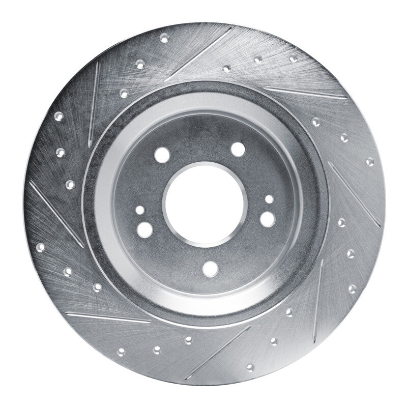 R1 21-25 Hyundai SANTA FE Rear Right Drilled & Slotted Silver Brake Rotor-Brake Rotors - Slot & Drilled-Grocery Getter Performance
