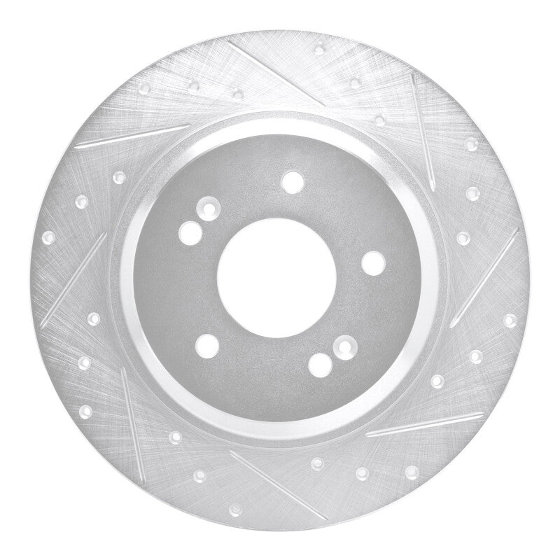 R1 21-25 Hyundai SANTA FE Rear Right Drilled & Slotted Silver Brake Rotor-Brake Rotors - Slot & Drilled-Grocery Getter Performance