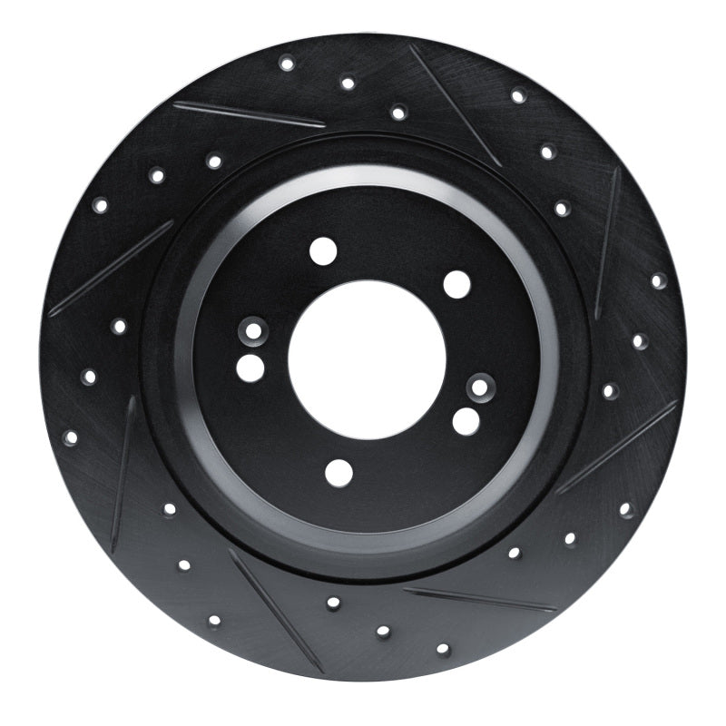 R1 21-25 Hyundai Sonata Rear Right Drilled & Slotted Black Brake Rotor-Brake Rotors - Slot & Drilled-Grocery Getter Performance
