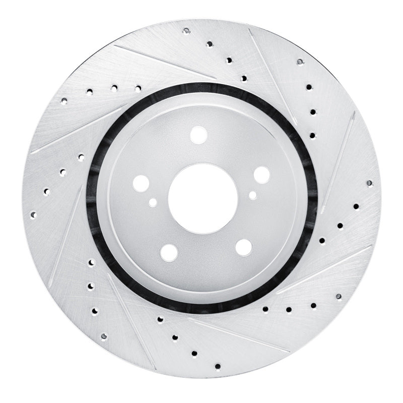 R1 21-25 Toyota RAV4 Prime (Plug-in Hybrid) Front Right Drilled & Slotted Silver Brake Rotor-Brake Rotors - Slot & Drilled-Grocery Getter Performance