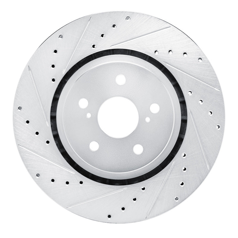 R1 21-25 Toyota SIENNA Front Left Drilled & Slotted Silver Brake Rotor-Brake Rotors - Slot & Drilled-Grocery Getter Performance