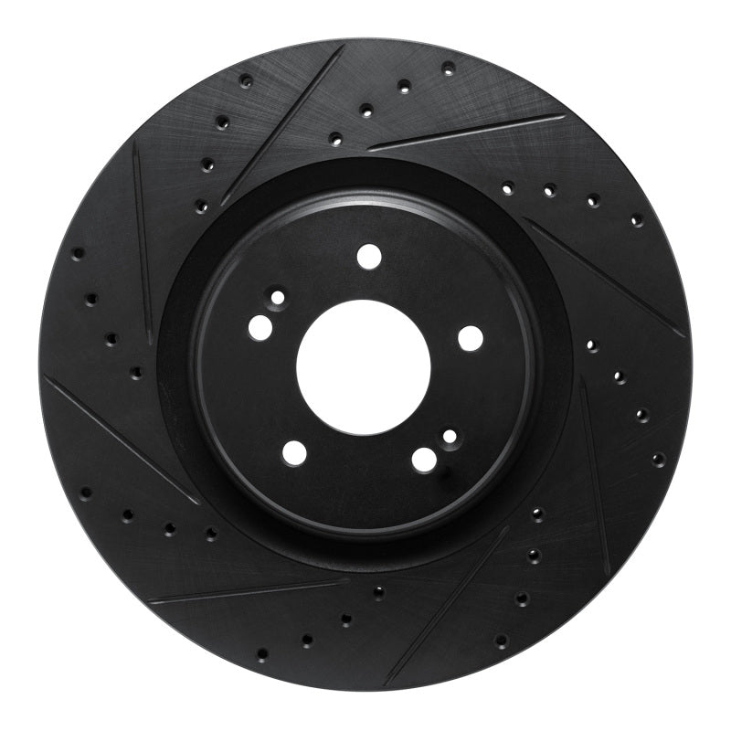 R1 21-26 Hyundai Sonata Front Left Drilled & Slotted Black Brake Rotor-Brake Rotors - Slot & Drilled-Grocery Getter Performance
