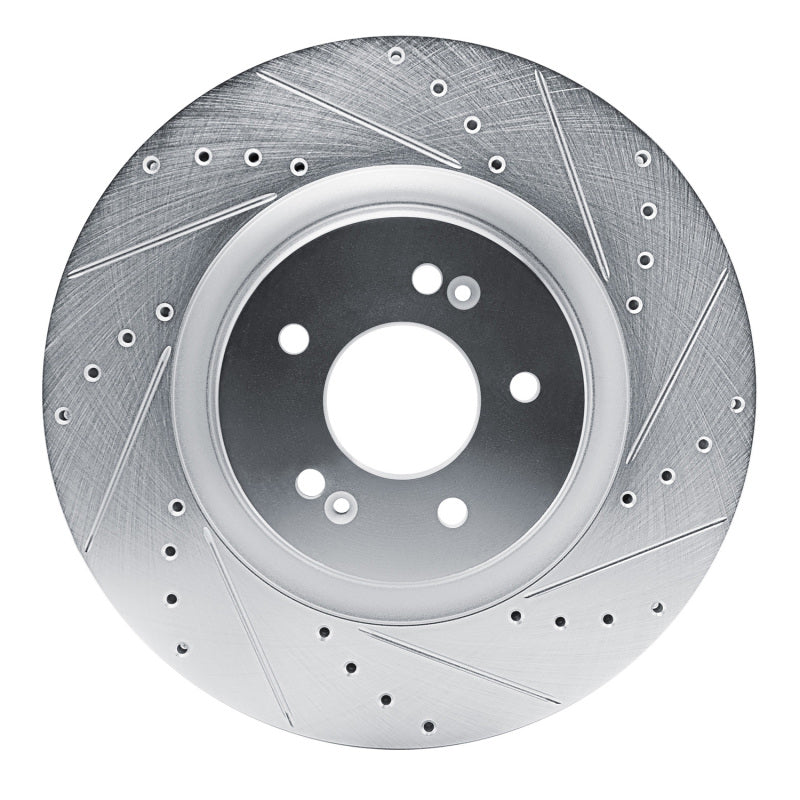 R1 21-26 Hyundai SONATA Front Right Drilled & Slotted Silver Brake Rotor-Brake Rotors - Slot & Drilled-Grocery Getter Performance