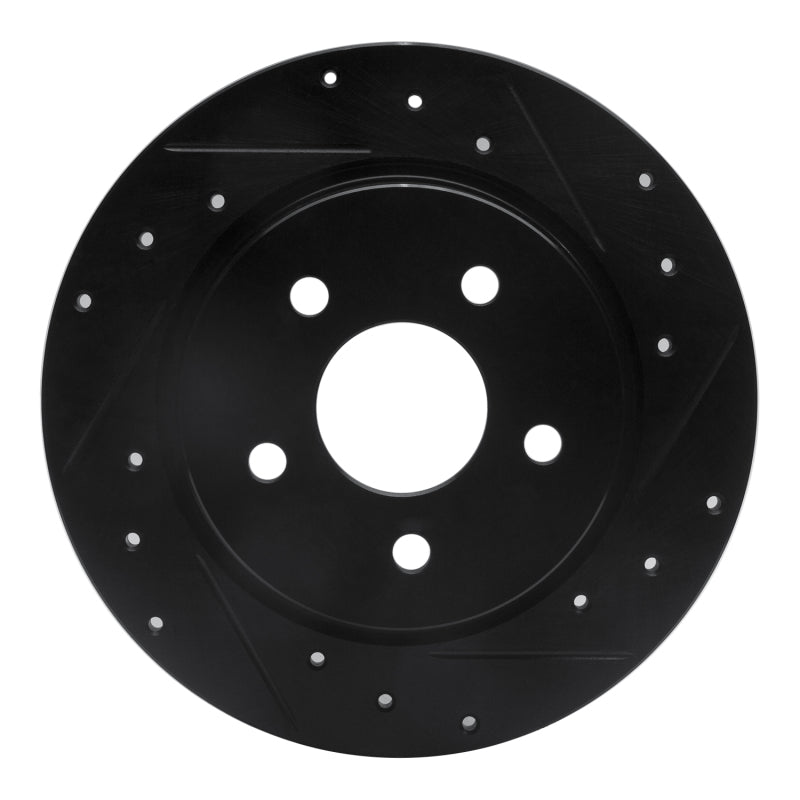 R1 22-25 Hyundai Ioniq 5 Rear Right Drilled & Slotted Black Brake Rotor-Brake Rotors - Slot & Drilled-Grocery Getter Performance
