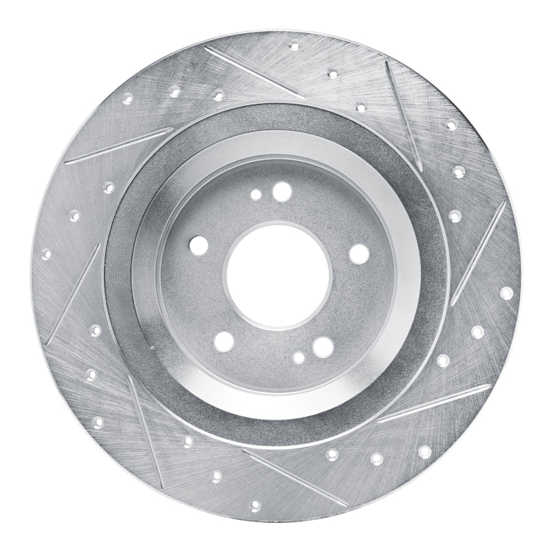 R1 22-25 Hyundai SANTA FE Rear Left Drilled & Slotted Silver Brake Rotor-Brake Rotors - Slot & Drilled-Grocery Getter Performance