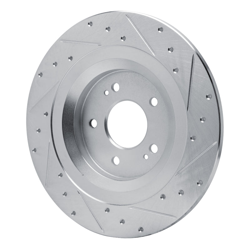 R1 22-25 Hyundai SANTA FE Rear Left Drilled & Slotted Silver Brake Rotor-Brake Rotors - Slot & Drilled-Grocery Getter Performance