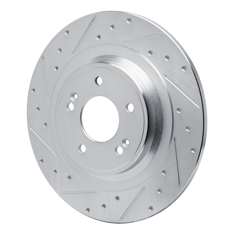 R1 22-25 Hyundai SANTA FE Rear Left Drilled & Slotted Silver Brake Rotor-Brake Rotors - Slot & Drilled-Grocery Getter Performance