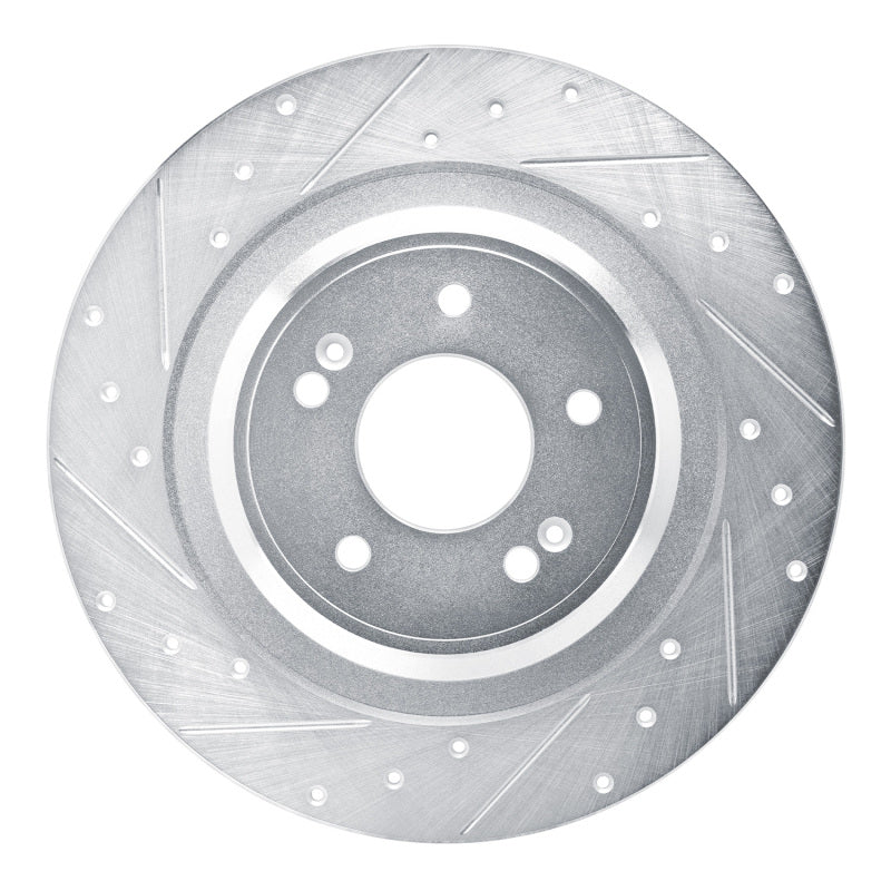 R1 22-25 Hyundai SANTA FE Rear Left Drilled & Slotted Silver Brake Rotor-Brake Rotors - Slot & Drilled-Grocery Getter Performance