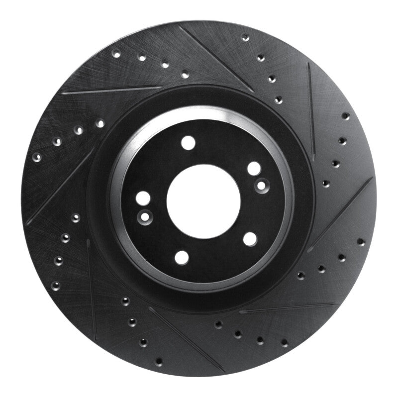 R1 -22 Hyundai Veloster N Front Right Drilled & Slotted Black Brake Rotor-Brake Rotors - Slot & Drilled-Grocery Getter Performance