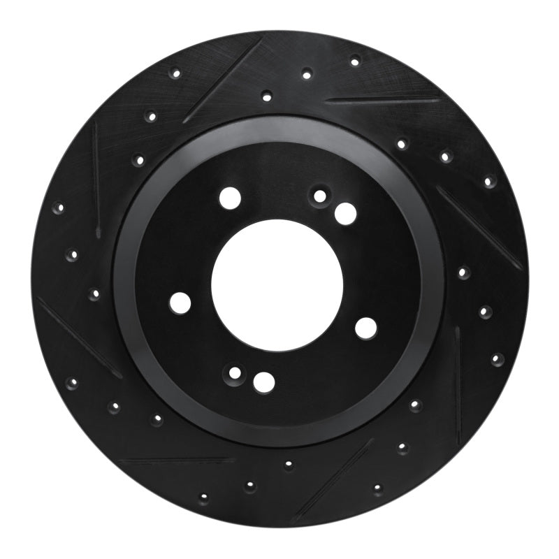 R1 -22 Hyundai Veloster N Rear Left Drilled & Slotted Black Brake Rotor-Brake Rotors - Slot & Drilled-Grocery Getter Performance